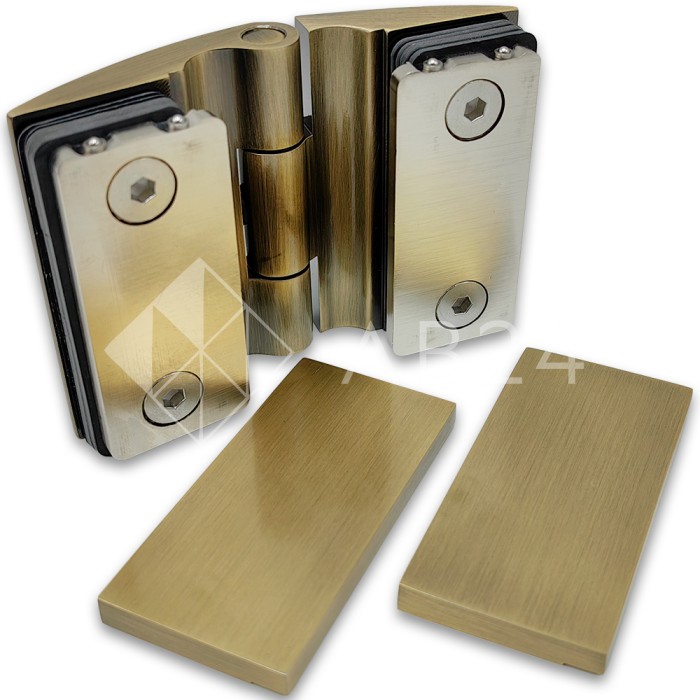 Петля Европа FDP-119 стекло-стекло 180° с крышками, латунь/бронза