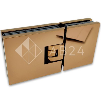 Петля Аврора FDP-181 стекло-стекло 180° с крышками, латунь/розовое золото