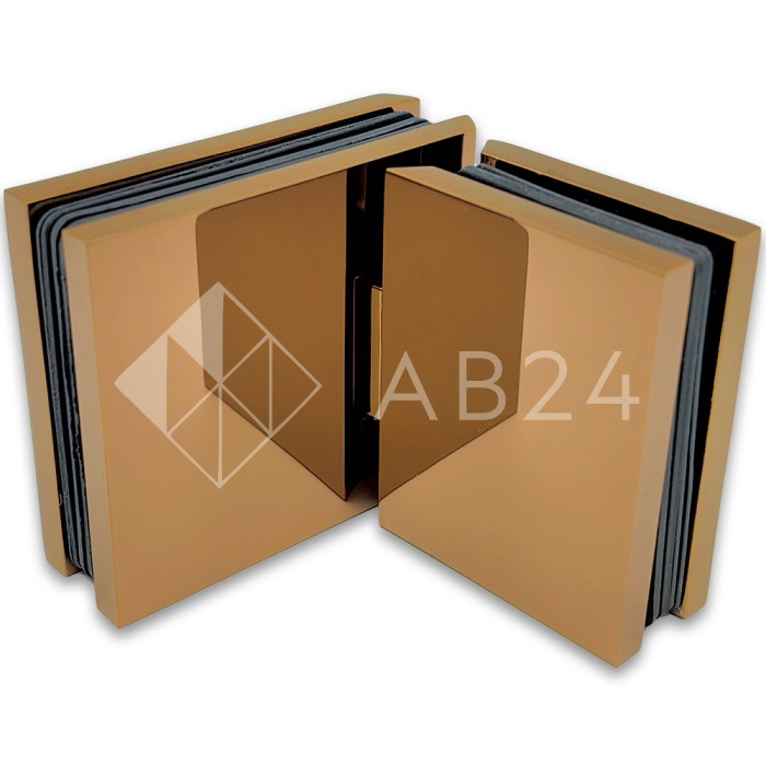 Петля Аврора FDP-181 стекло-стекло 180° с крышками, латунь/розовое золото