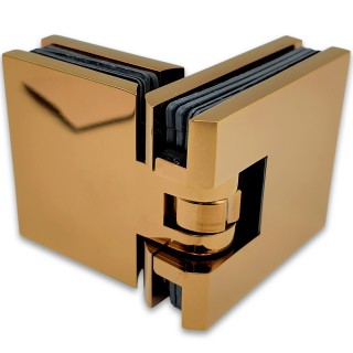 Петля Аврора FDP-181 стекло-стекло 180° с крышками, латунь/розовое золото