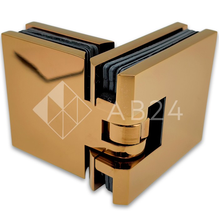 Петля Аврора FDP-181 стекло-стекло 180° с крышками, латунь/розовое золото