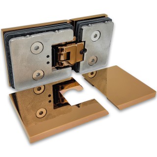 Петля Аврора FDP-181 стекло-стекло 180° с крышками, латунь/розовое золото