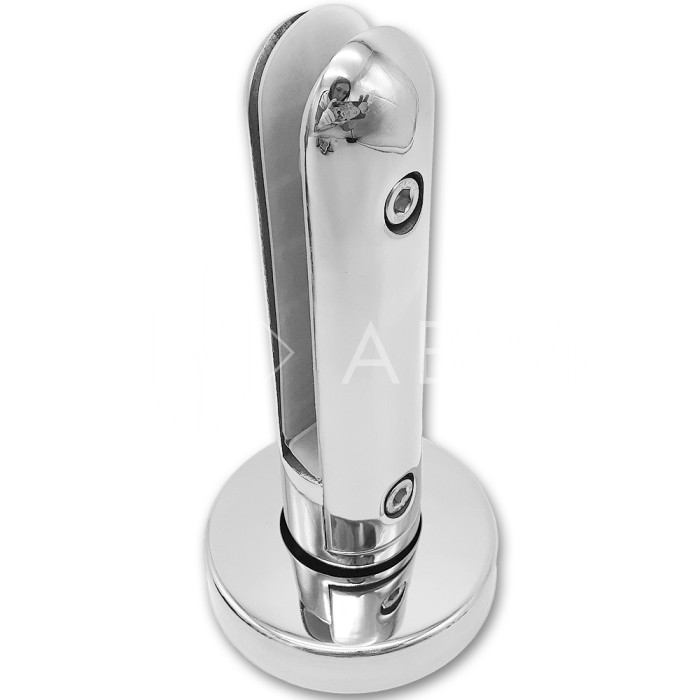 Стеклодержатель напольный FOS-04-DEF с дефектом 105x190 мм со сверлением, нержавейка/полированный