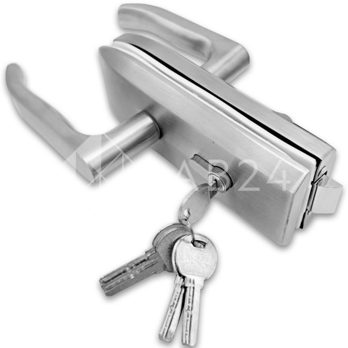 Замок FKZ-35 для стеклянной двери ключ/защелка, нержавейка/матовый