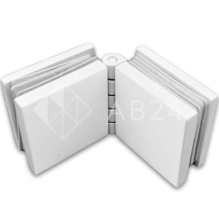 Коннектор для стекла Пегас FDK-101, 45х45 мм стекло-стекло 0°-180°, латунь/белый