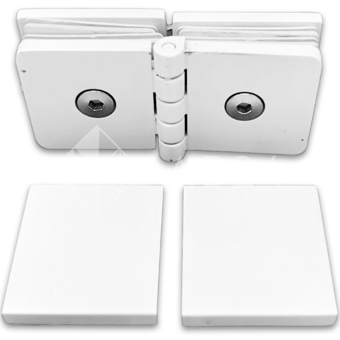 Коннектор для стекла Пегас FDK-101, 45х45 мм стекло-стекло 0°-180°, латунь/белый