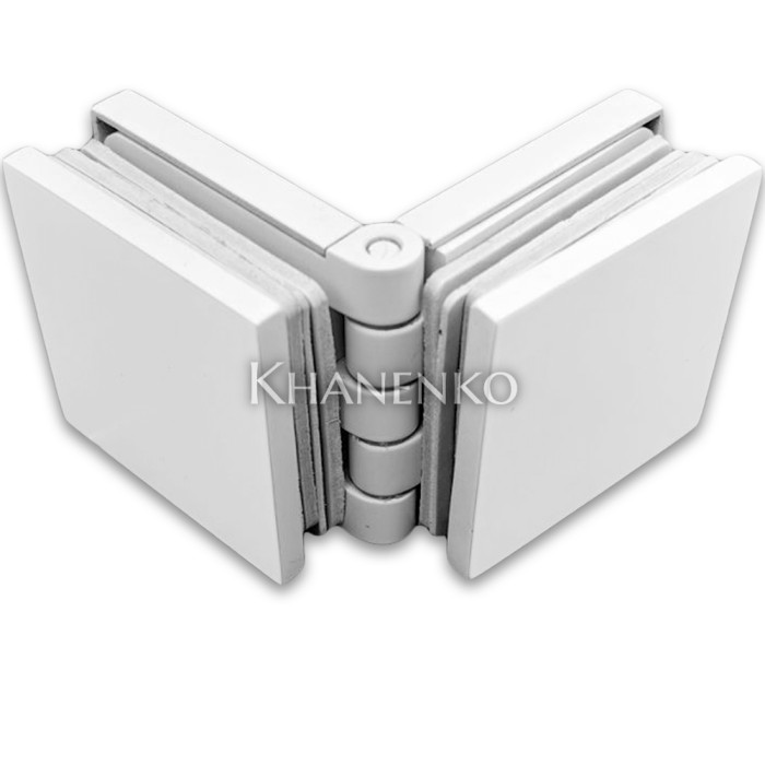 Коннектор для стекла Пегас FDK-101, 45х45 мм стекло-стекло 0°-180°, латунь/белый