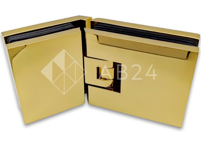 Петля Аврора FDP-185 стекло-стекло 135° с крышками, латунь/золото