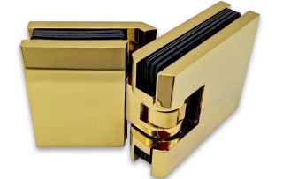 Петля Аврора FDP-185 стекло-стекло 135° с крышками, латунь/золото