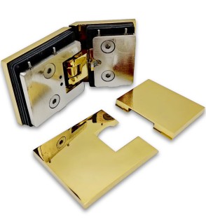 Петля Аврора FDP-185 стекло-стекло 135° с крышками, латунь/золото