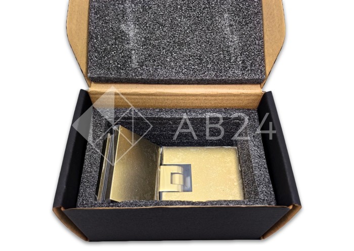 Петля Аврора FDP-185 стекло-стекло 135° с крышками, латунь/золото