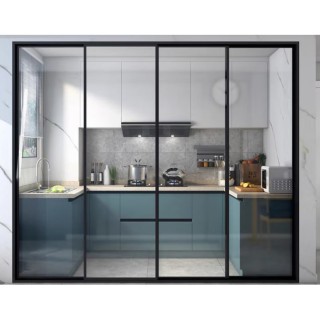 Комплект раздвижной системы DSK-170.5 AL/BL синхро, на 2 двери (2С+2) в проем, алюминий/черный