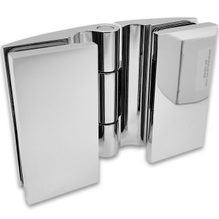 Петля Европа FDP-119 стекло-стекло 180° с крышками, латунь/хром