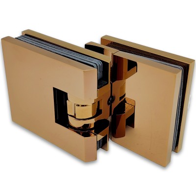 Петля Аврора FDP-184 стекло-стекло 90° с крышками, латунь/розовое золото