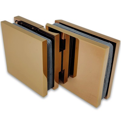 Петля Аврора FDP-184 стекло-стекло 90° с крышками, латунь/розовое золото