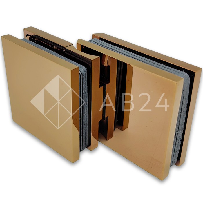 Петля Аврора FDP-184 стекло-стекло 90° с крышками, латунь/розовое золото