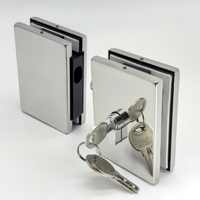 Защелка FKZ-43 с ответной частью на стекло, нержавейка/полированный