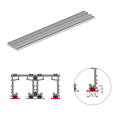 Краевая декоративная крышка трека FDS-193.4 для системы Диона FDS-19, длина 4 м, алюминий/коричневый