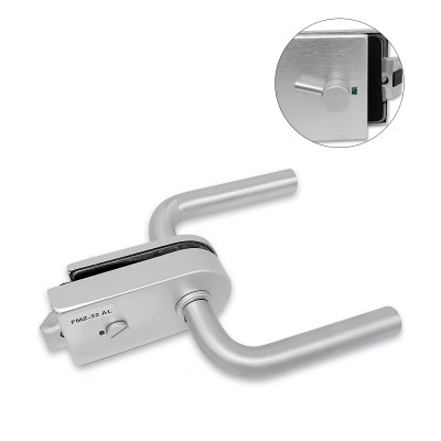 Замок сантехнический FMZ-32.1 с дефектом для двери из стекла, с притвором, алюминий/анодированный