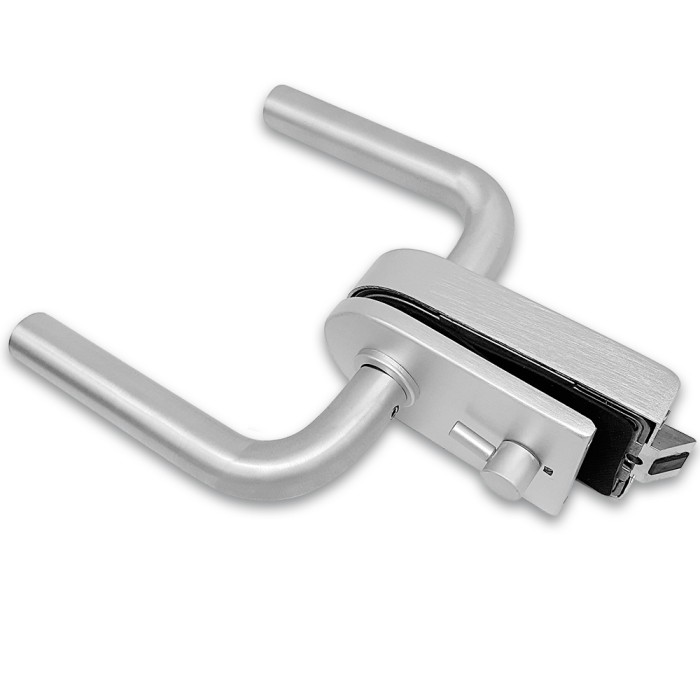 Замок сантехнический FMZ-32.1 с дефектом для двери из стекла, с притвором, алюминий/анодированный