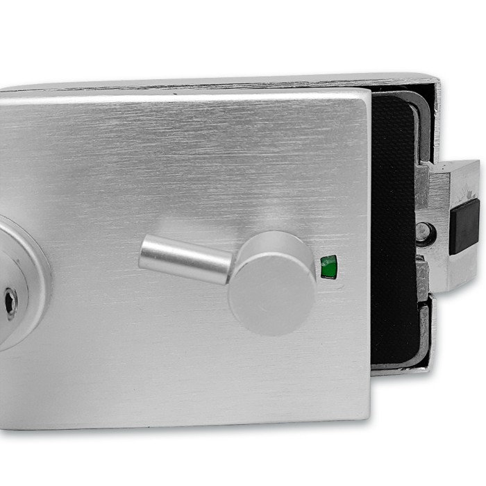 Замок сантехнический FMZ-32.1 с дефектом для двери из стекла, с притвором, алюминий/анодированный