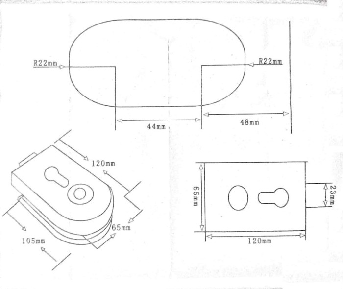 Замок сантехнический FMZ-32.1 с дефектом для двери из стекла, с притвором, алюминий/анодированный