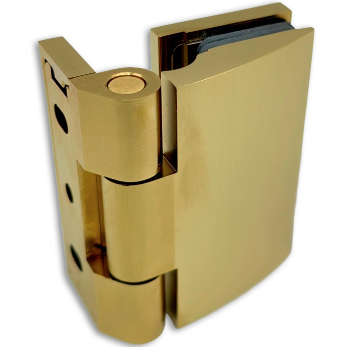 Петля Европа FDP-118 с дефектом, стена-стекло 90° с крышками, латунь/брашированное золото