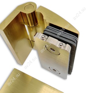 Петля Европа FDP-118 с дефектом, стена-стекло 90° с крышками, латунь/брашированное золото