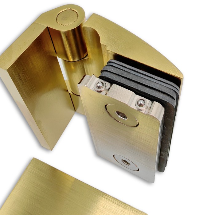 Петля Европа FDP-118 с дефектом, стена-стекло 90° с крышками, латунь/брашированное золото