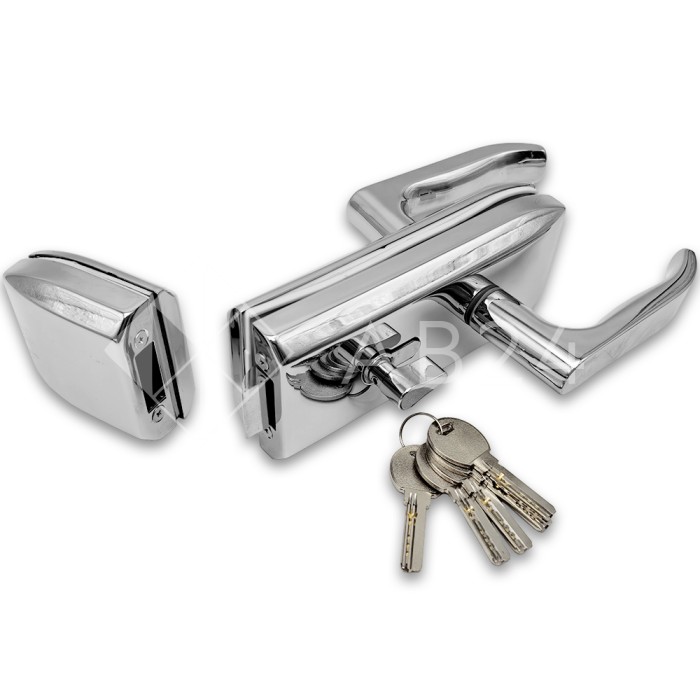 Замок FKZ-35 для стеклянной двери ключ/защелка, нержавейка/полированный