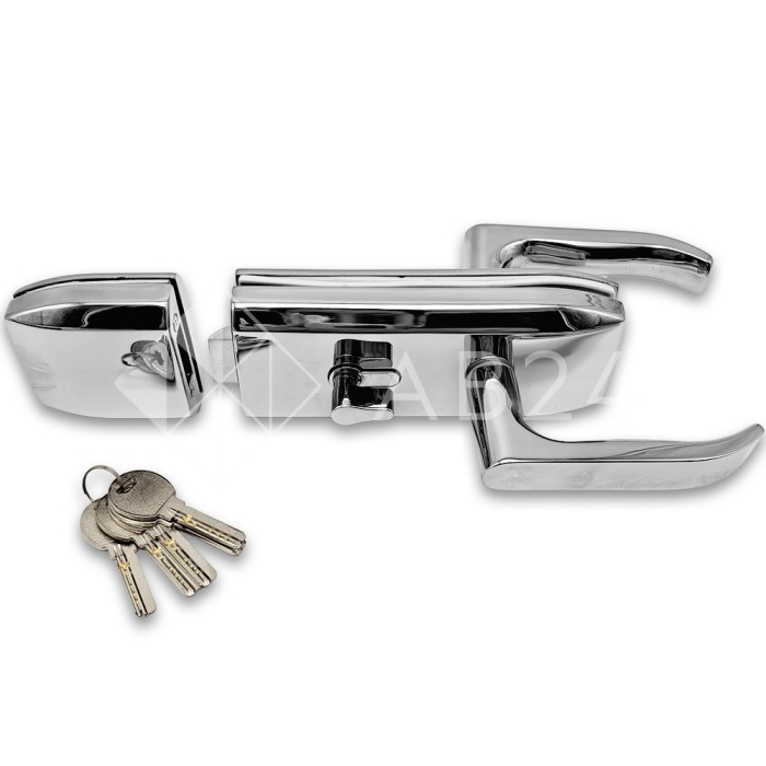 Замок FKZ-35 для стеклянной двери ключ/защелка, нержавейка/полированный