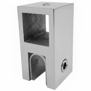 Держатель стекла FDC-58 сквозной 15х15 вертикальный, нержавейка/полированный