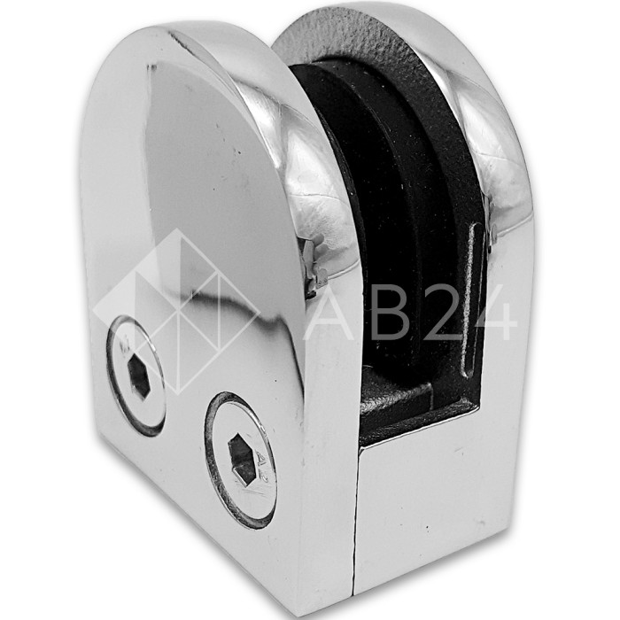 Крепление стекла FKK-82, 46х40х25 к плоской трубе или полу, литое, нержавейка/полированный