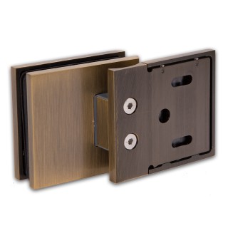 Петля FDP-190 стена-стекло 90° с крышками с бок. креплением, латунь/бронза