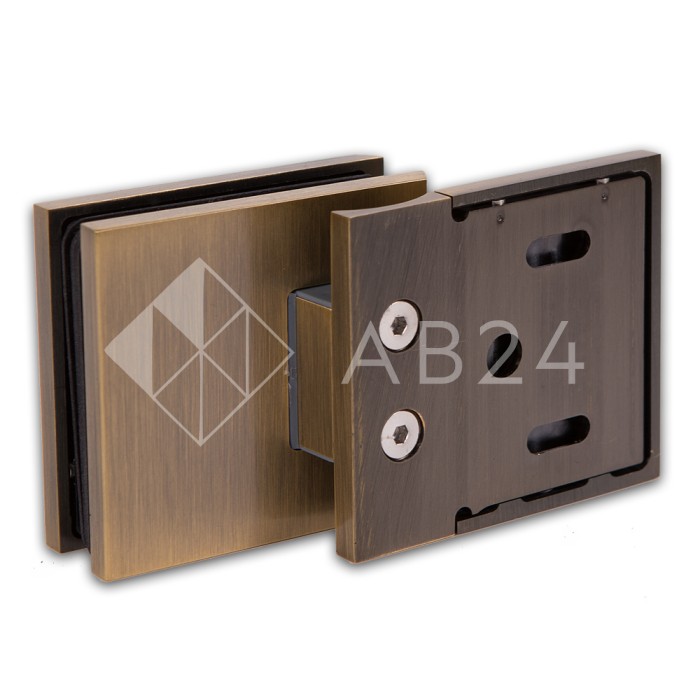 Петля FDP-190 стена-стекло 90° с крышками с бок. креплением, латунь/бронза