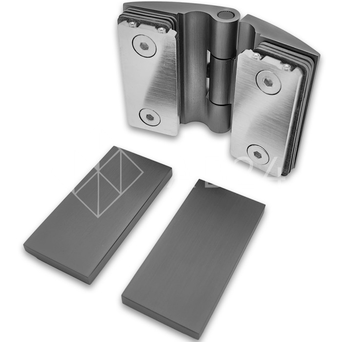 Петля Европа FDP-119 стекло-стекло 180° с крышками, латунь/оружейная сталь