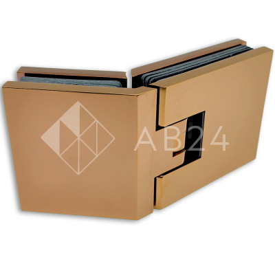 Петля Аврора FDP-185 стекло-стекло 135° с крышками, латунь/розовое золото