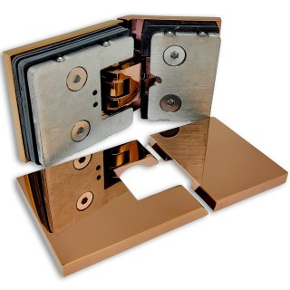 Петля Аврора FDP-185 стекло-стекло 135° с крышками, латунь/розовое золото