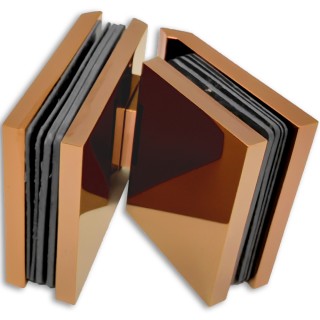 Петля Аврора FDP-185 стекло-стекло 135° с крышками, латунь/розовое золото