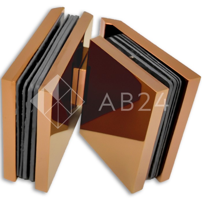 Петля Аврора FDP-185 стекло-стекло 135° с крышками, латунь/розовое золото