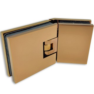 Петля Аврора FDP-185 стекло-стекло 135° с крышками, латунь/розовое золото