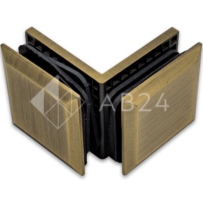 Коннектор для стекла Бета FDK-24, стекло-стекло 90°, нержавейка/бронза