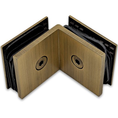 Коннектор для стекла Бета FDK-24, стекло-стекло 90°, нержавейка/бронза