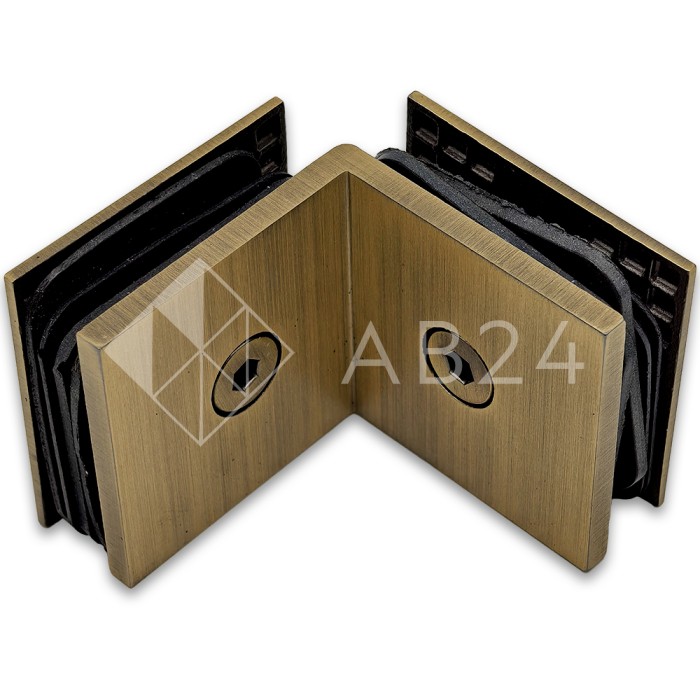 Коннектор для стекла Бета FDK-24, стекло-стекло 90°, нержавейка/бронза