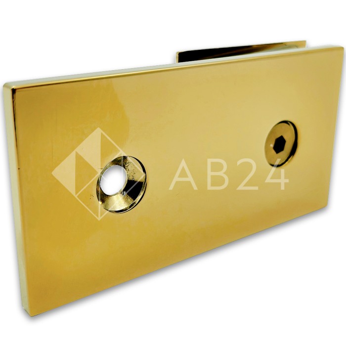 Коннектор для стекла Бета β FDK-25, стена-стекло 180° с пластиной, цинк/золото