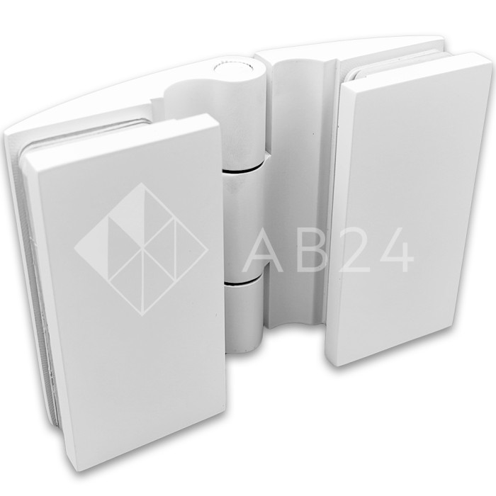 Петля Европа FDP-119 стекло-стекло 180° с крышками, латунь/белый