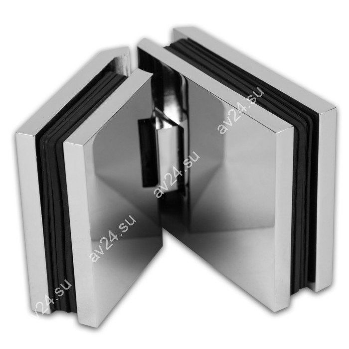 Петля Афродита FDP-234 стекло-стекло 135° с крышками, латунь/хром