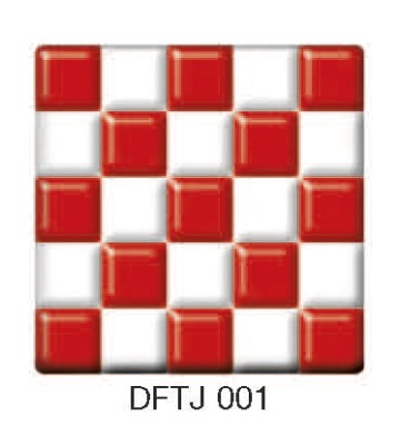 Фьюзинг квадрат DFTJ 001 бело-красного цвета, 6 см