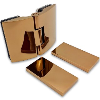 Петля Европа FDP-119 стекло-стекло 180° с крышками, латунь/розовое золото