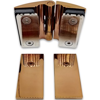 Петля Европа FDP-119 стекло-стекло 180° с крышками, латунь/розовое золото